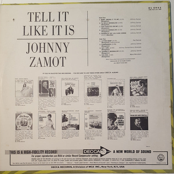 LP Johnny Zamot – Tell It Like It Is