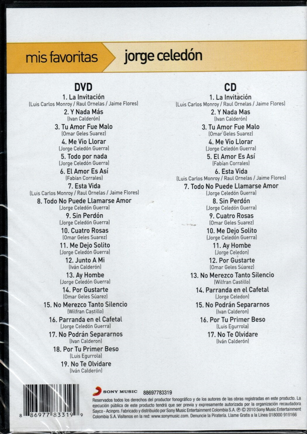 CD + DVD Jorge Celedón - Grandes Éxitos