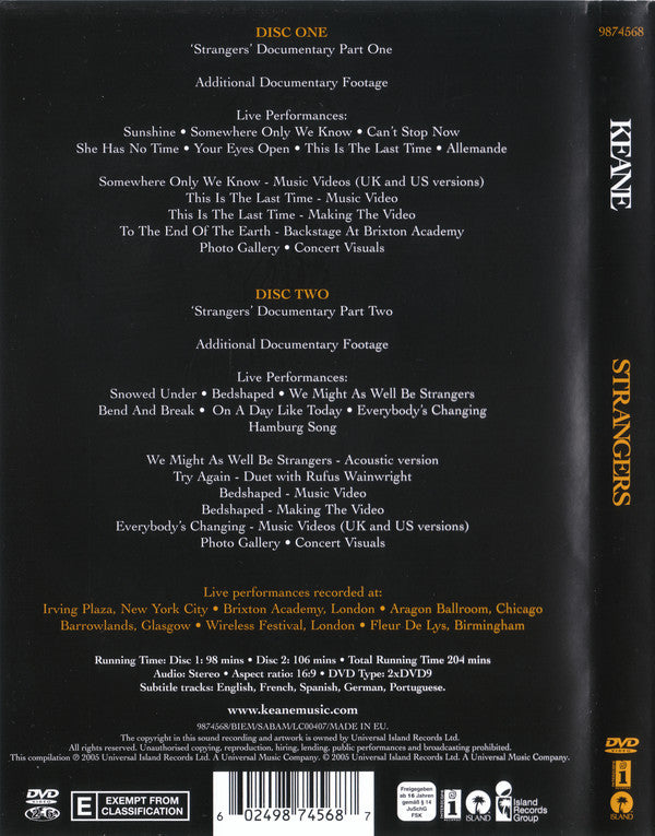 DVD Keane – Strangers