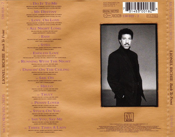 CD Lionel Richie – Back To Front