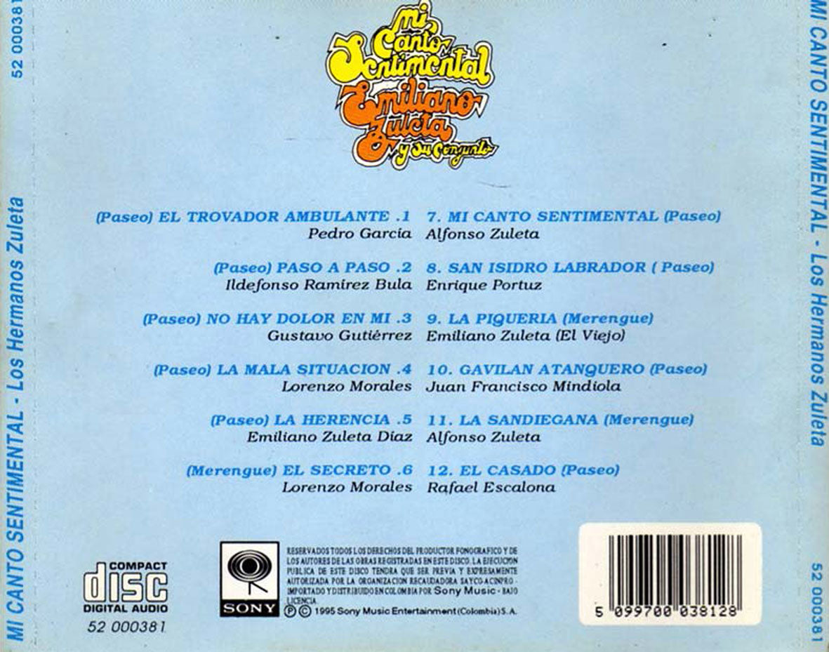 CD Los hermanos zuleta - Mi canto sentimental