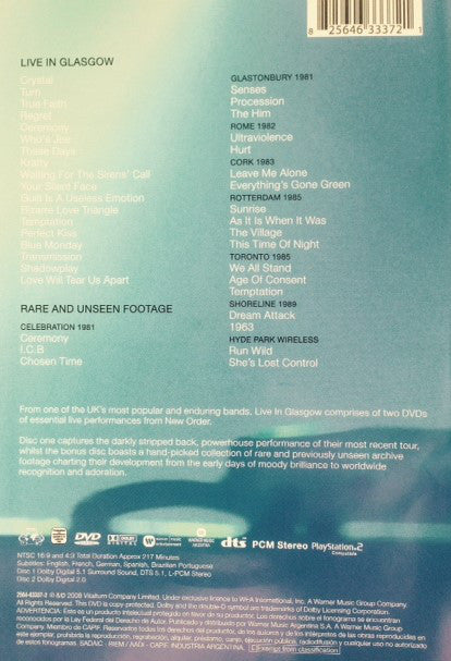 DVD New Order – Live In Glasgow
