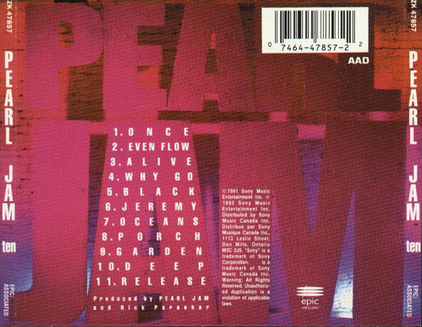 CD Pearl Jam ‎– Ten