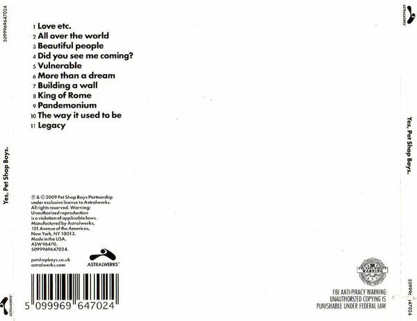 CD Pet Shop Boys – Yes
