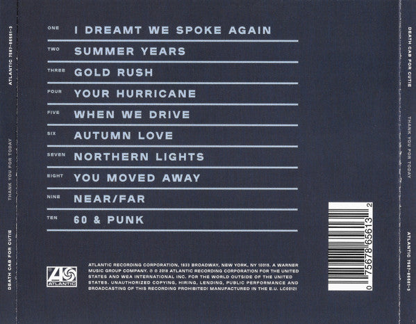 CD Death Cab For Cutie - Thank You For Today Death