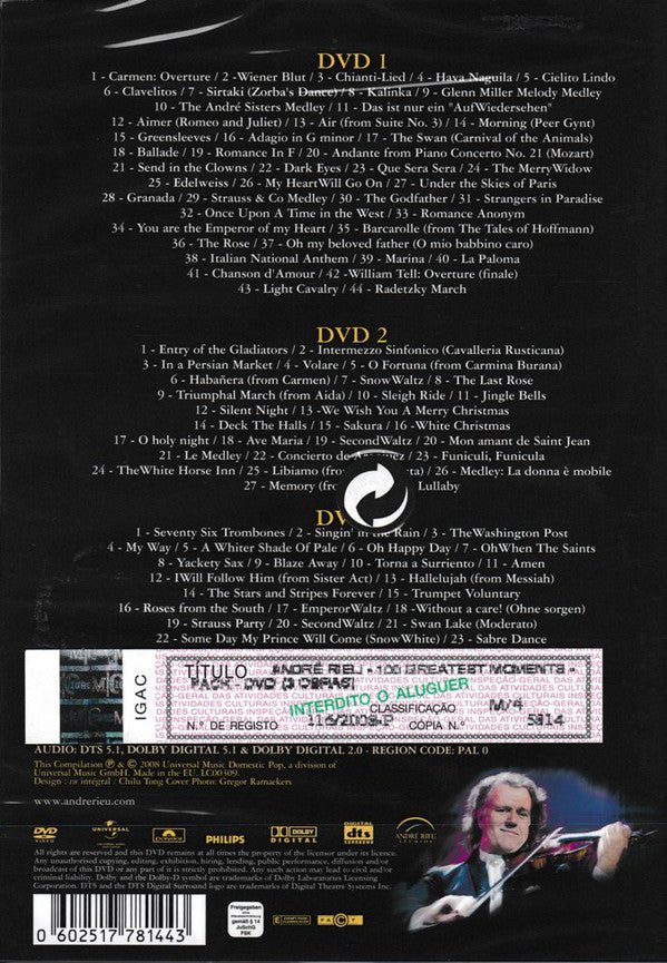 DVD x 3 André Rieu - The 100 greatest moments