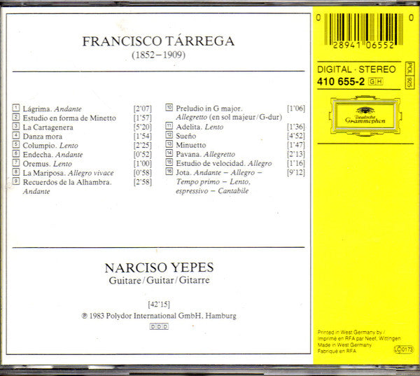 CD Francisco Tárrega - Recuerdos De La Alhambra