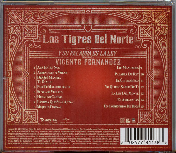CD Los Tigres Del Norte ‎– Y Su Palabra Es La Ley: Homenaje A Vicente Fernández