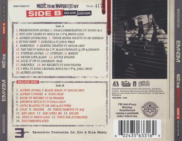 CD X2 Eminem, Slim Shady – Music To Be Murdered By (Side B)