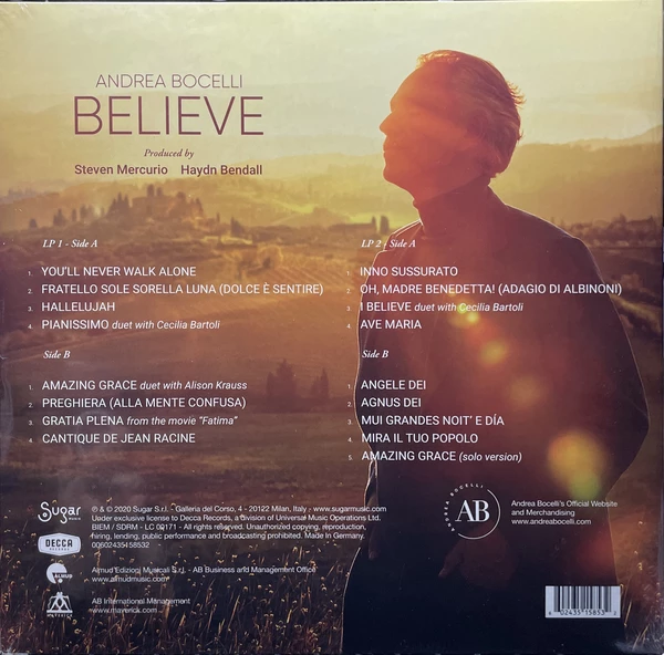 LP X2 Andrea Bocelli - Believe