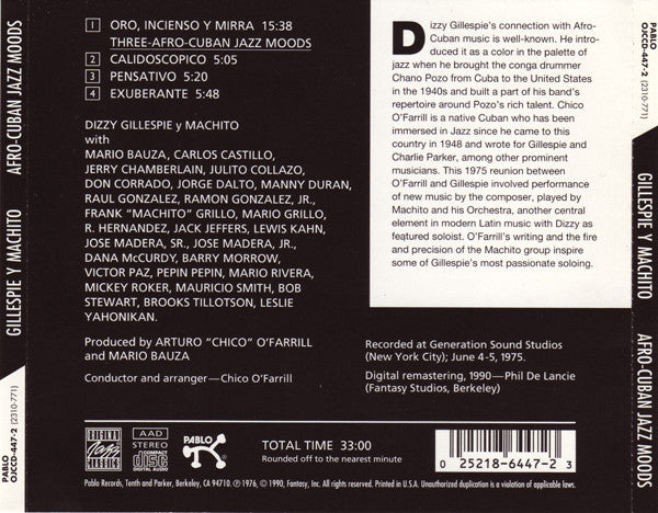 CD Dizzy Gillespie Y Machito – Afro-Cuban Jazz Moods