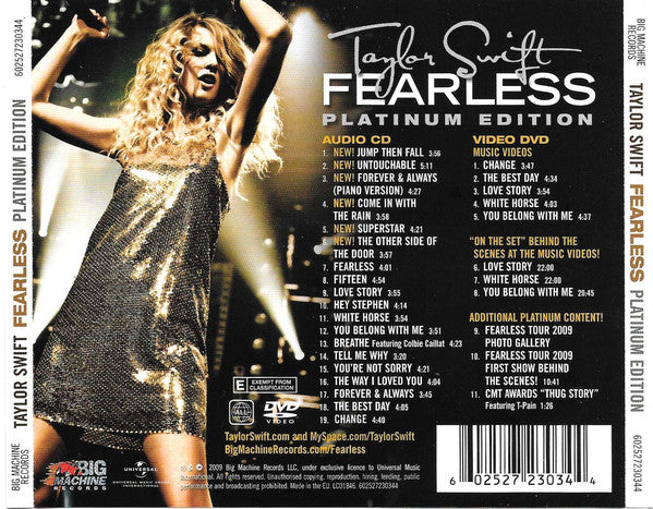 CD+DVD Taylor Swift ‎– Fearless Platinum Edition
