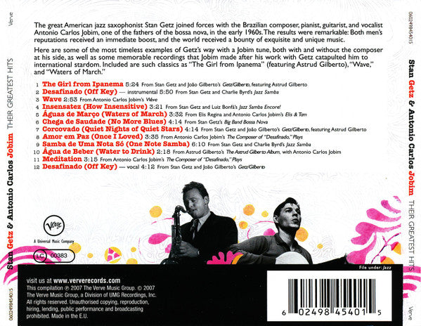 CD Stan Getz & Antonio Carlos Jobim – Their Greatest Hits