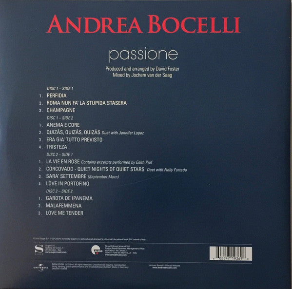 LP X2 Andrea Bocelli – Passione