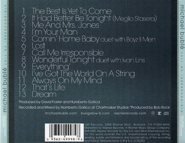 CD Michael Bublé – Call Me Irresponsible