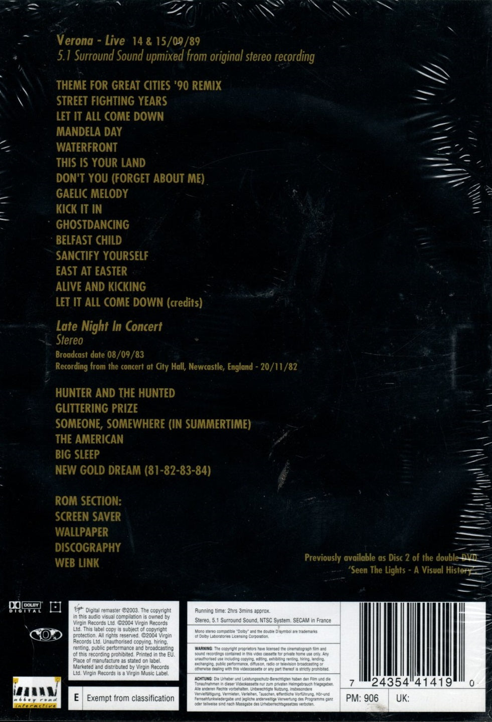 DVD Simple Minds – Seen The Lights - Live In Verona