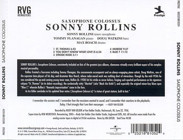 CD Sonny Rollins – Saxophone Colossus