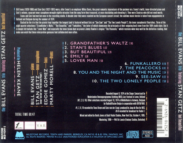 CD The Bill Evans Trio Featuring Stan Getz – But Beautiful