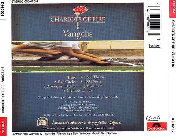 CD Vangelis – Chariots Of Fire