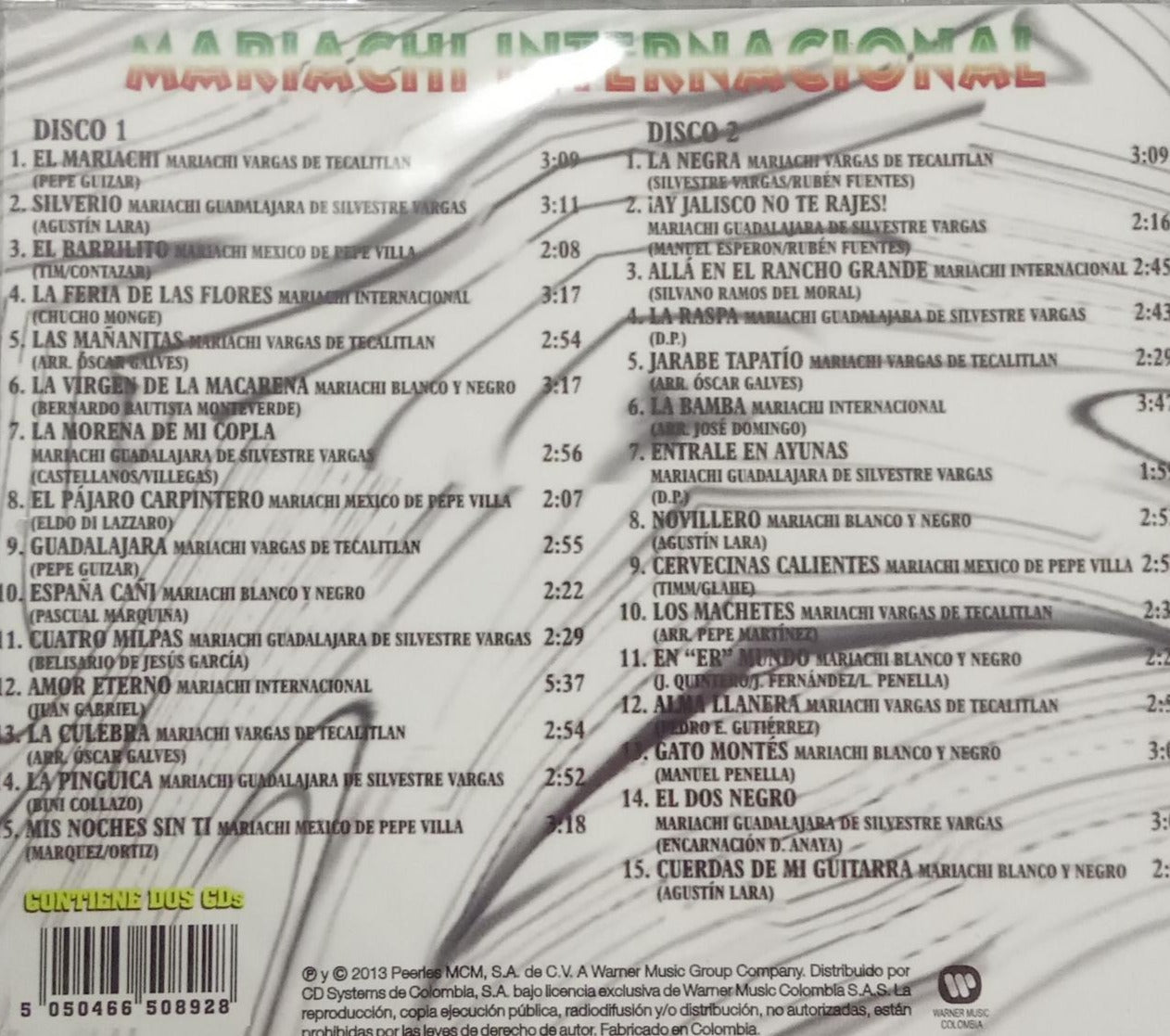 CD x 2 Mariachi Internacional - Colección 30 super éxitos, Warner Music