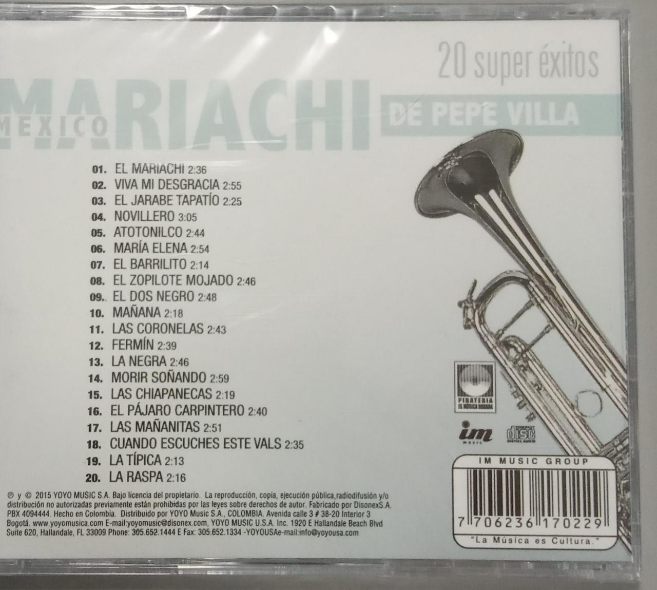 CD Pepe Villa · 20 súper éxitos Mariachi México
