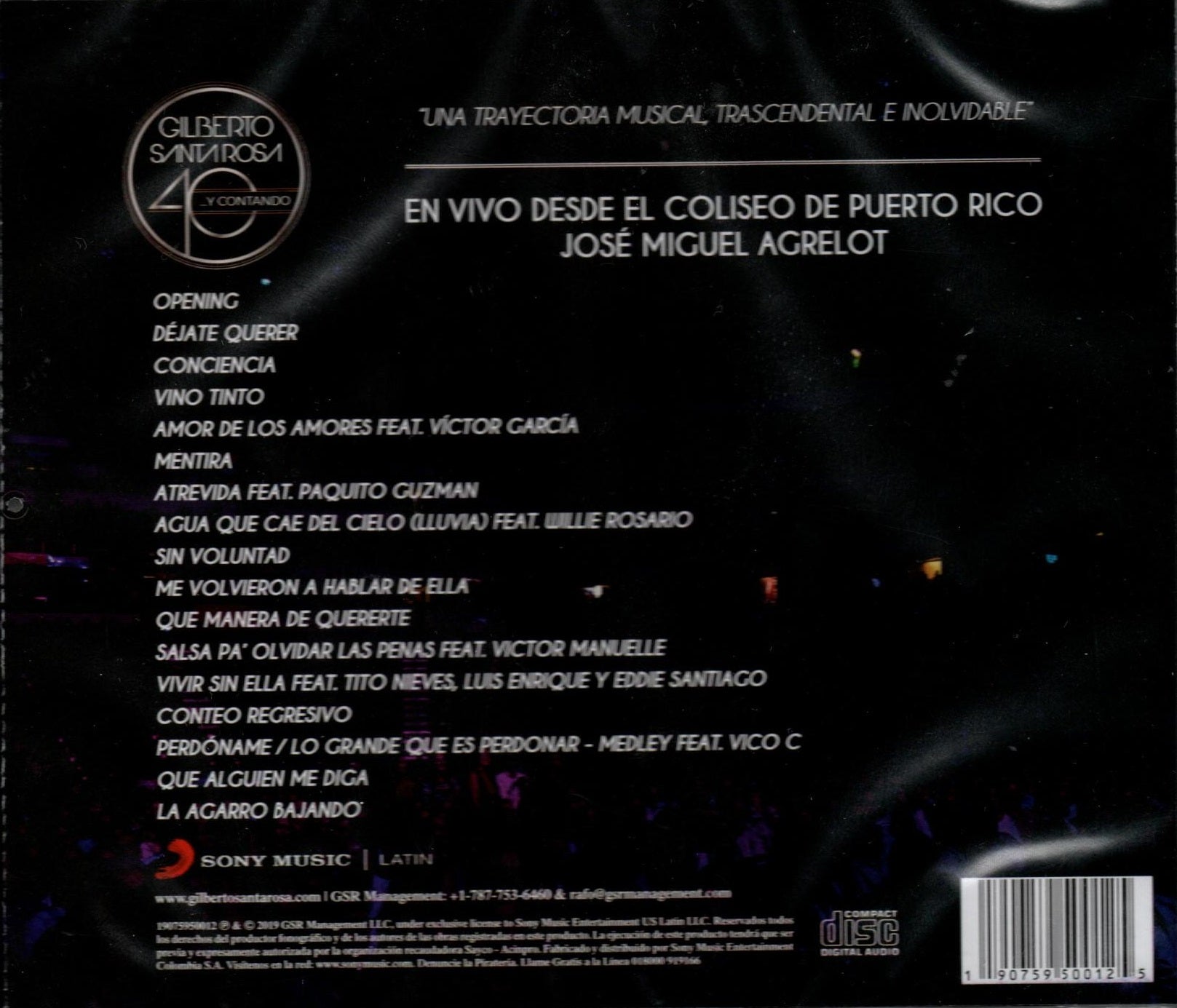 CD Gilberto Santa Rosa - 40 Y Contando. En Vivo Desde Puerto Rico