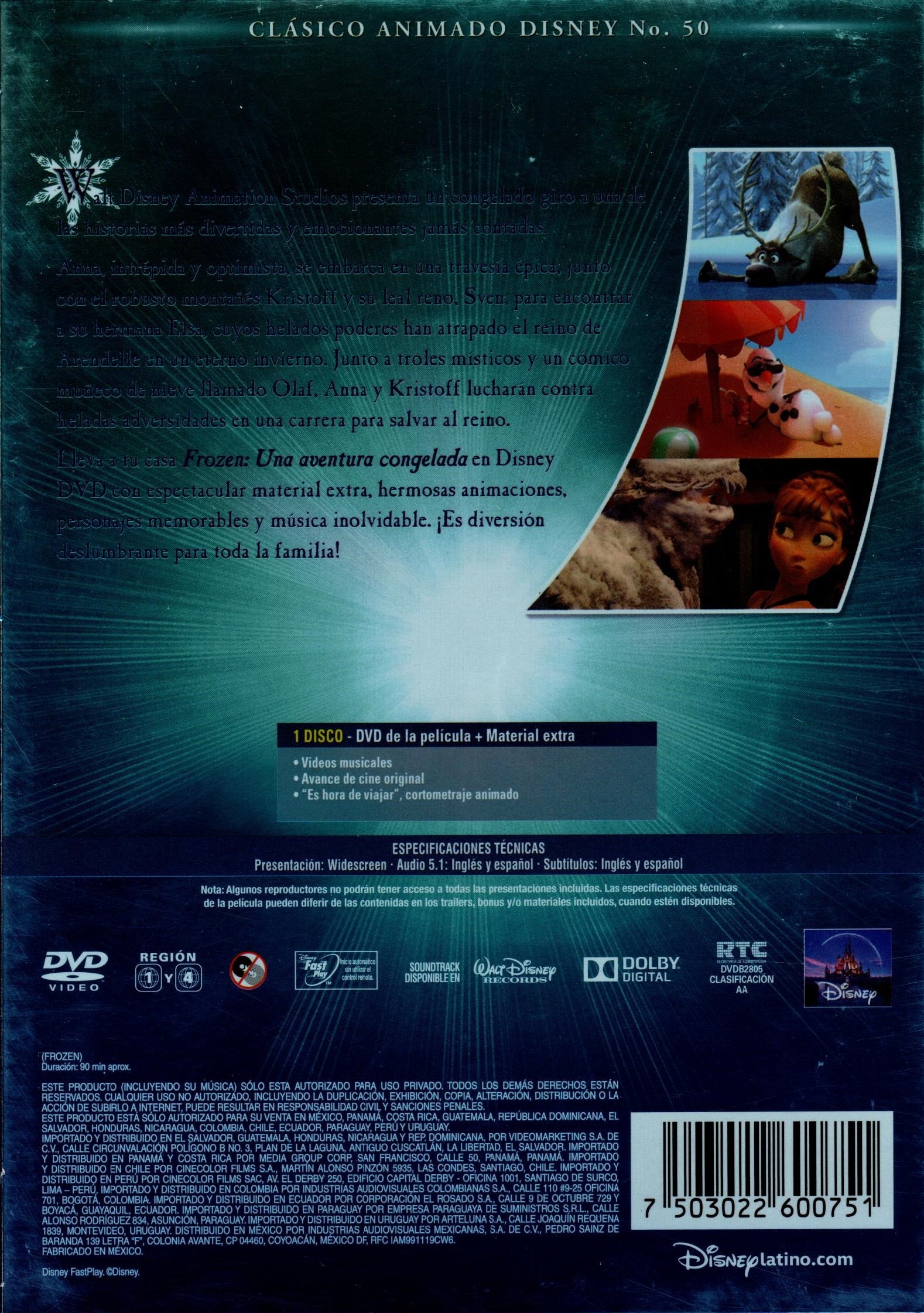 DVD FROZEN UNA AVENTURA CONGELADA DISNEY