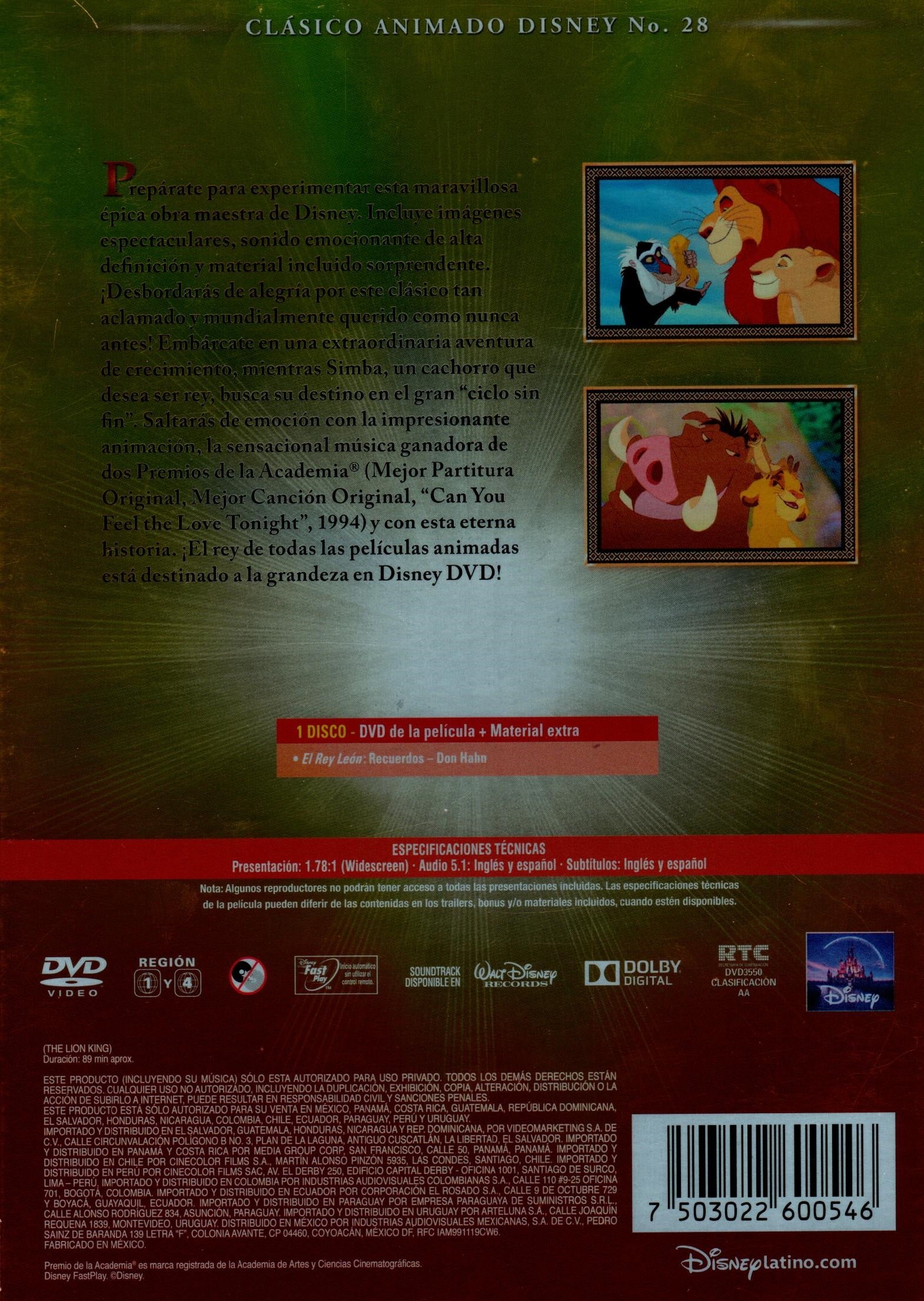 DVD EL REY LEON CLASICOS