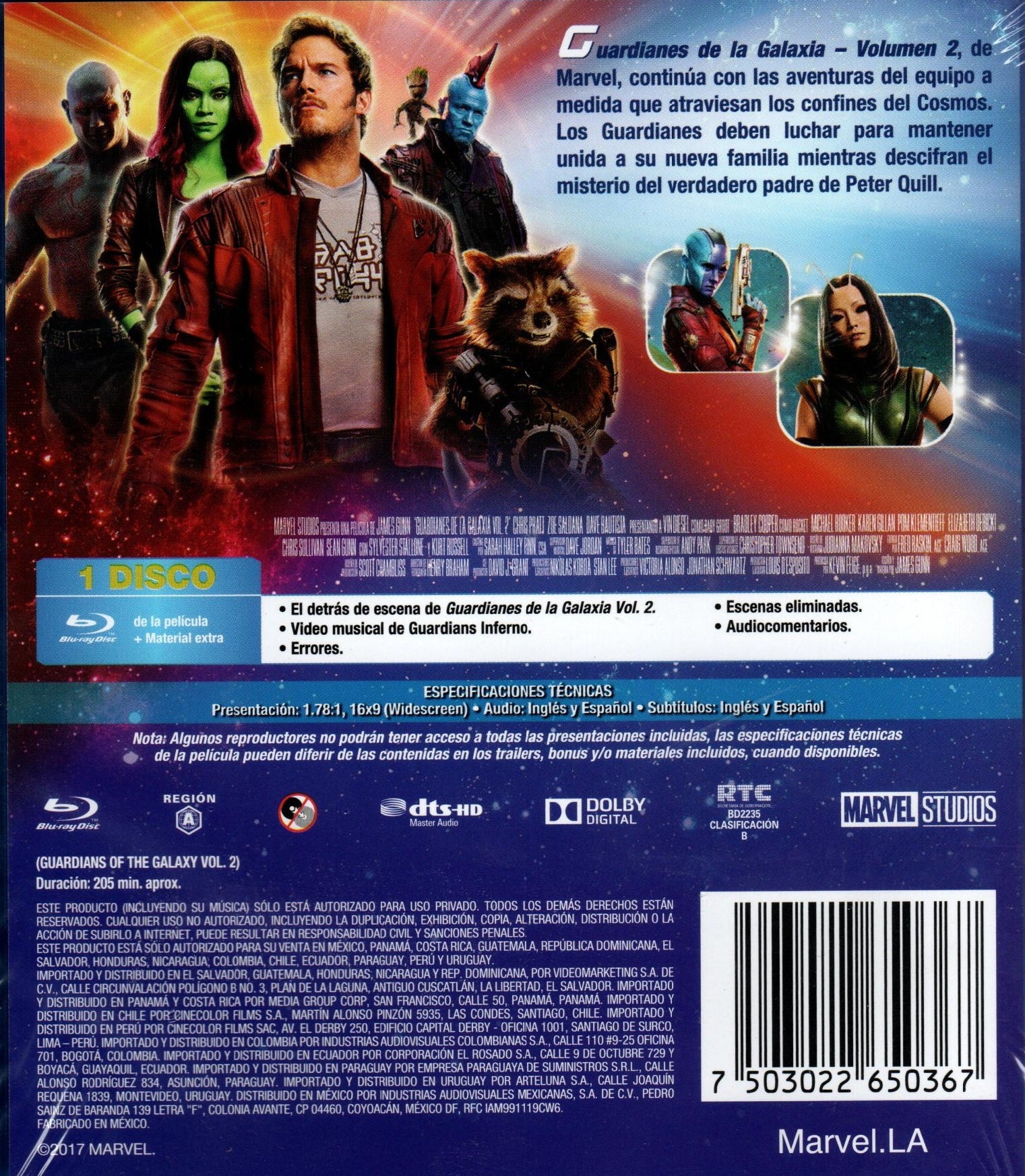 Blu-Ray Guardianes de la galaxia - Volumen 2
