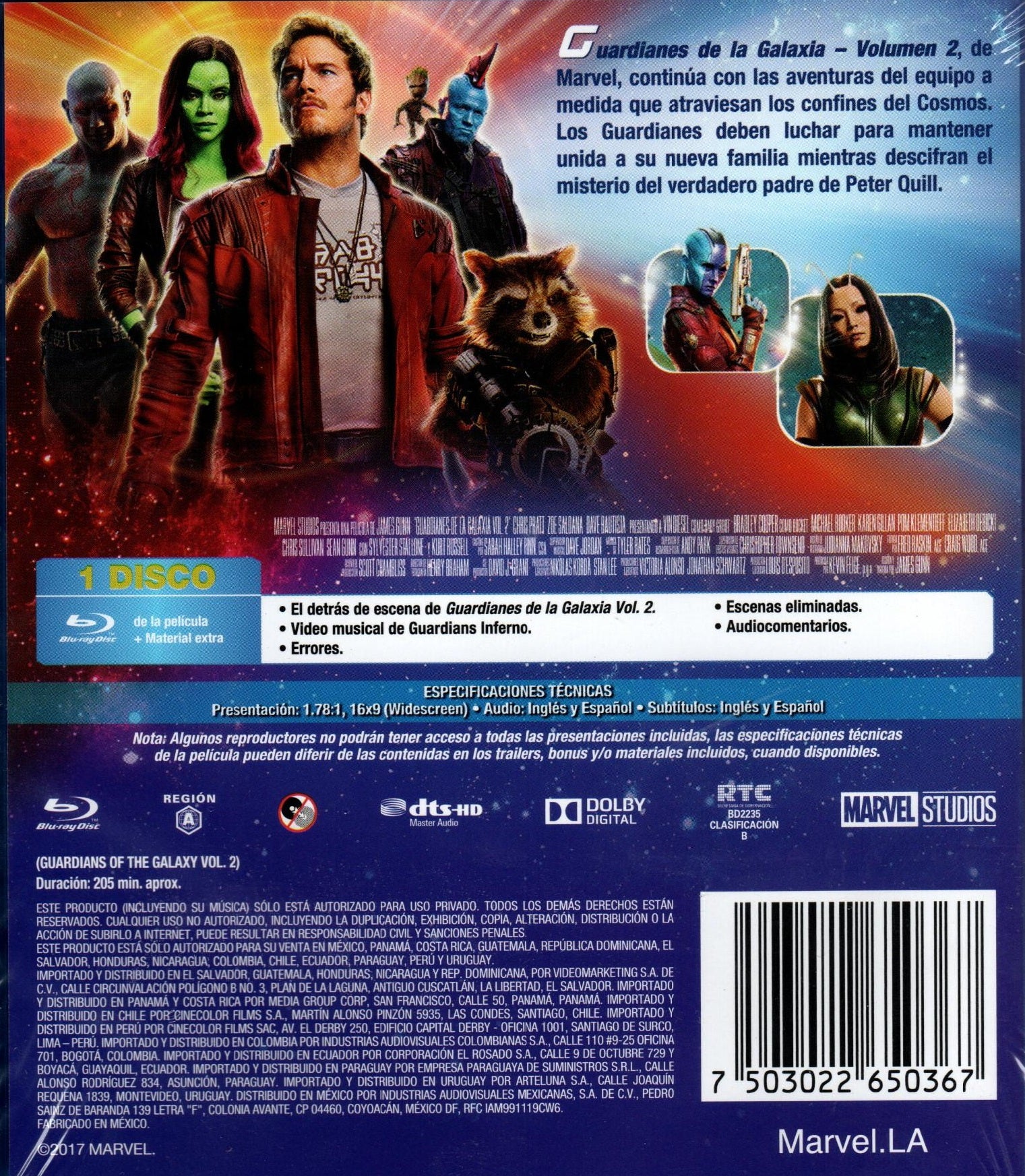 Blu-Ray Guardianes de la galaxia - Volumen 2