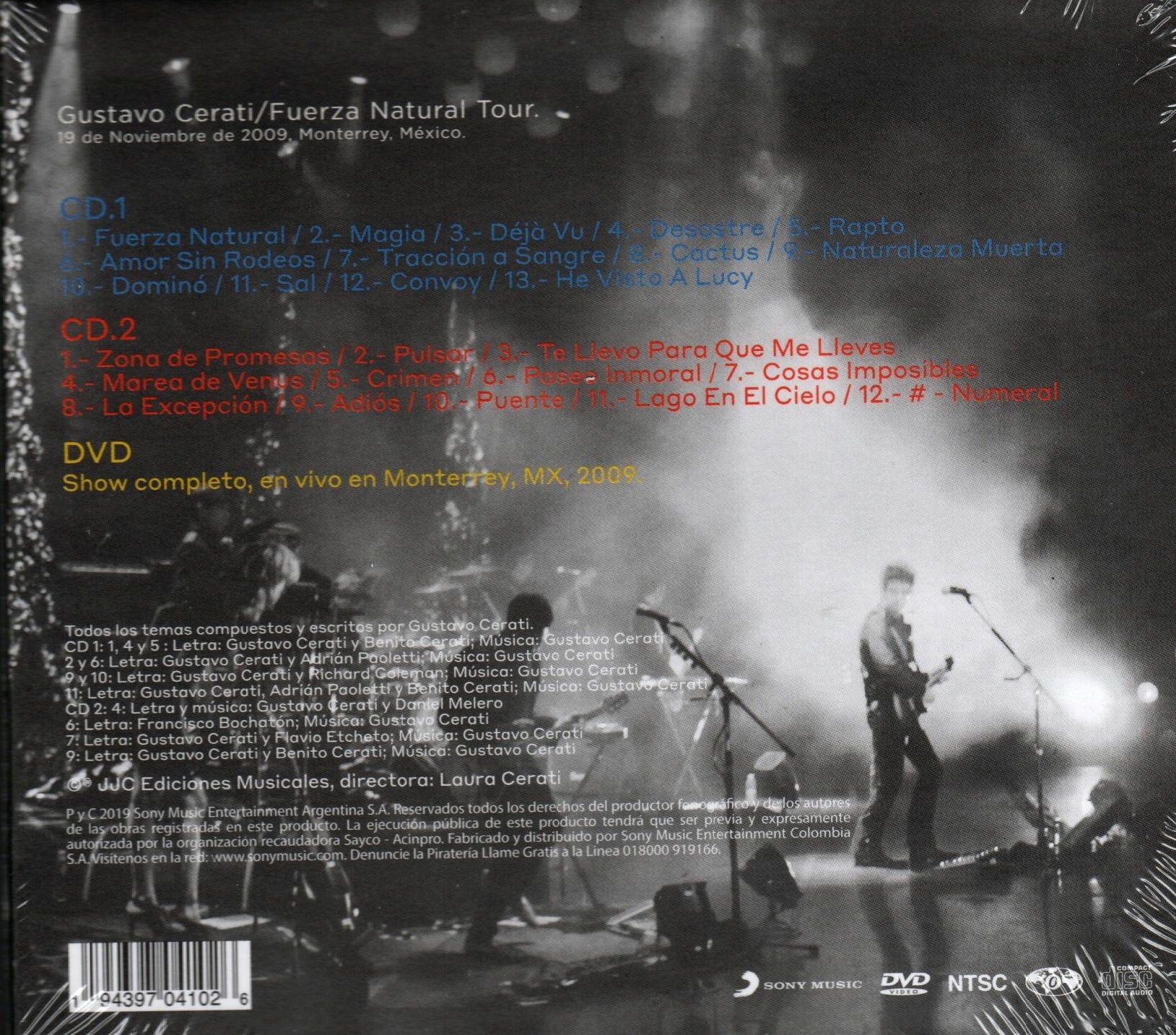 CDX2 + DVD Gustavo Cerati - Fuerza Natural Tour. En vivo En Monterrey 2009