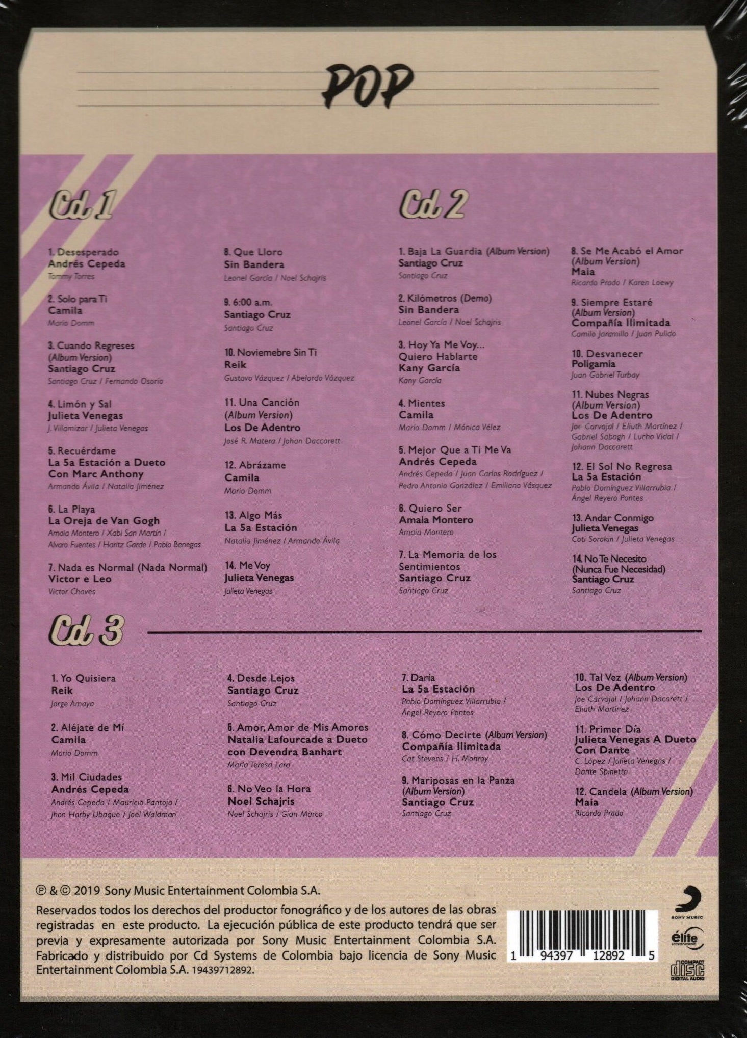 CDX3 Pop 20/20 - Sony Music - Elite ent.