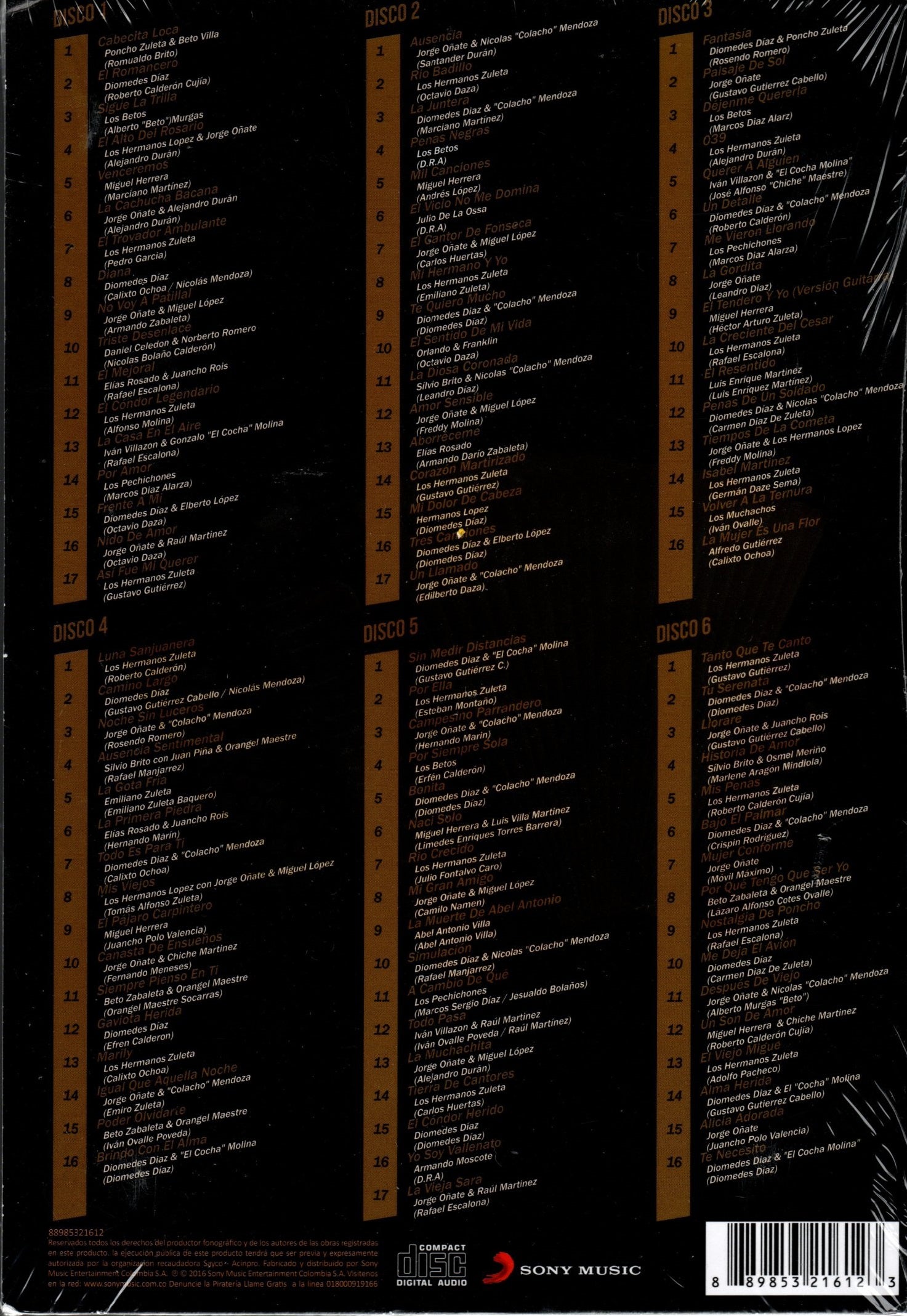 CD X6 El Vallenato - Historia musical de Colombia Vol.1