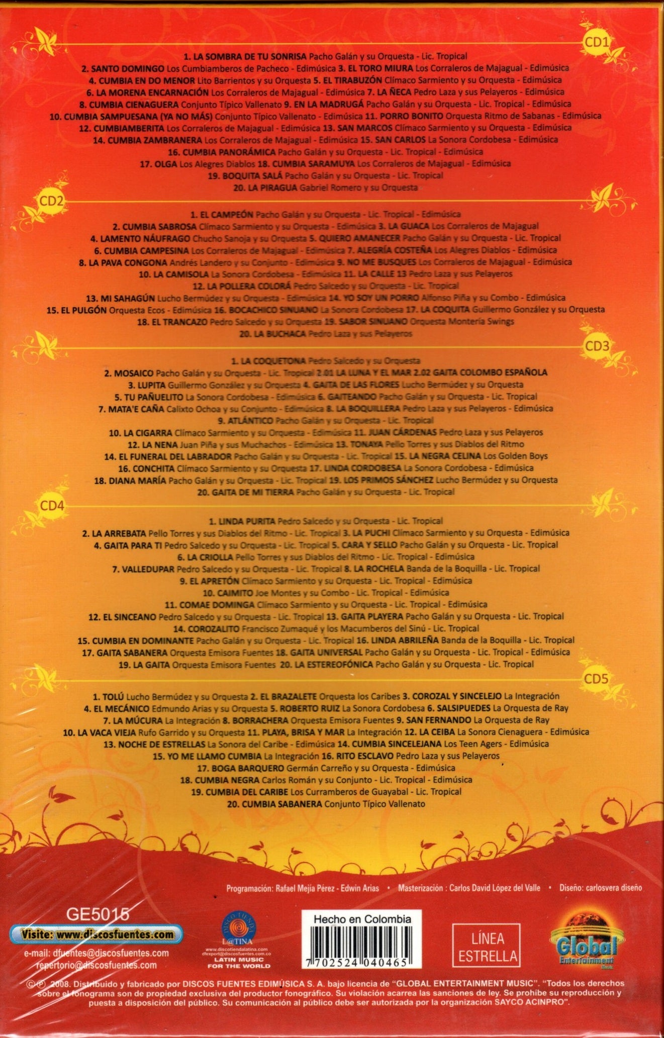 CD X5 100 Porros, Cumbias y Gaitas del siglo