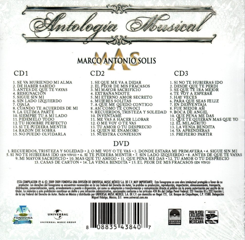 CDX3 + DVD Marco Antonio Solis - Antología Musical