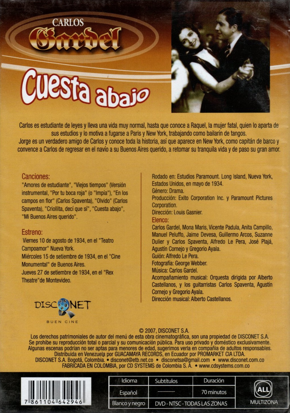 DVD Carlos Gardel - Cuesta abajo