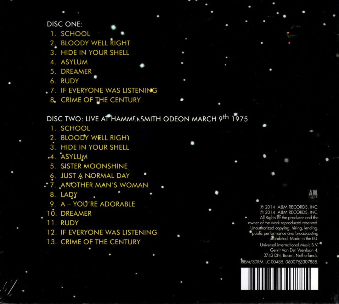 CD X2 Supertramp – Crime Of The Century