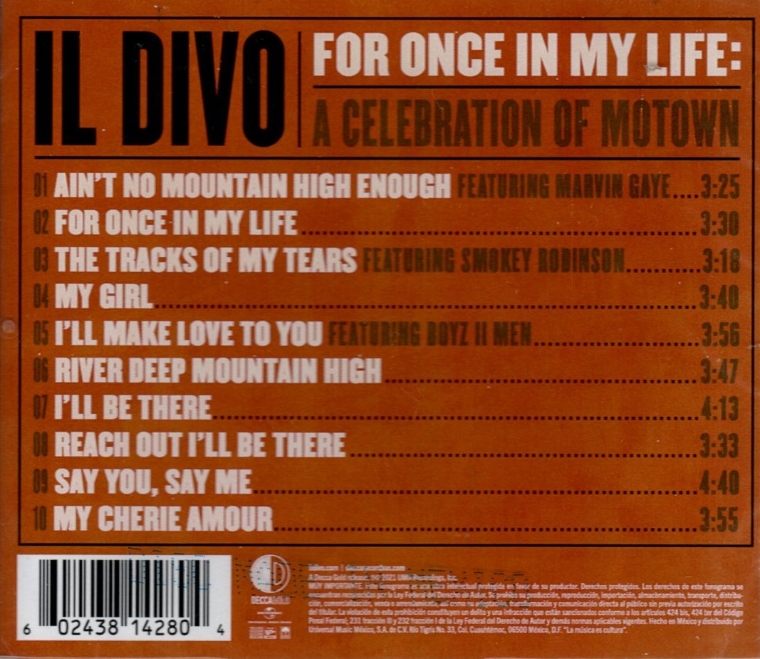 CD IL Divo – For Once In My Life: A Celebration Of Motown