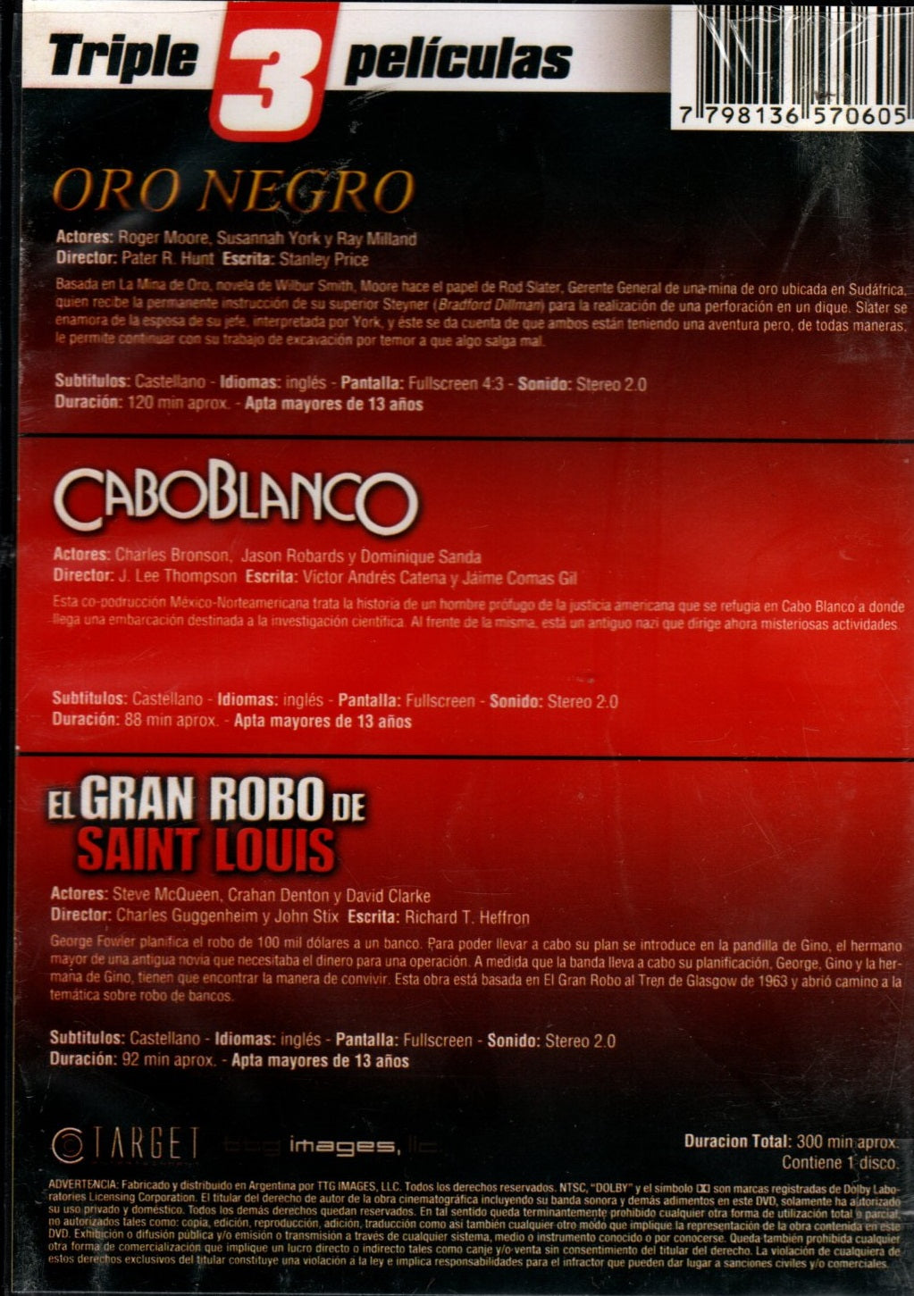 DVD TRIPLE PELICULAS ACCION VOL.1