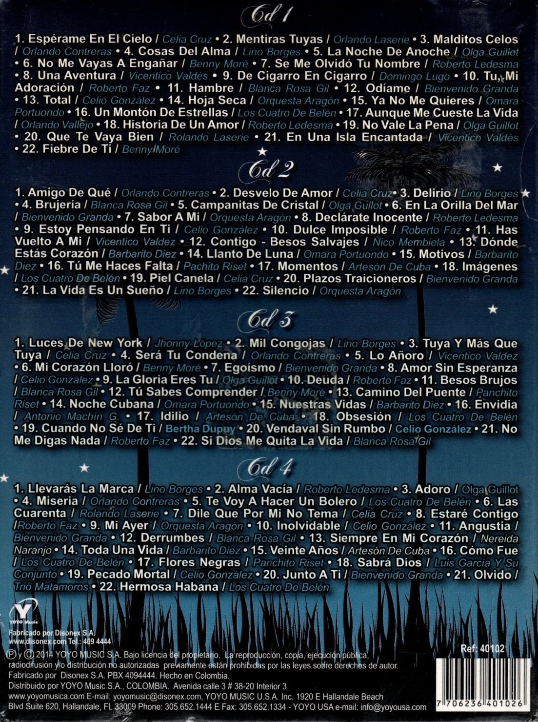 CD X4 TESOROS DE LA MUSICA ROMANTICA CUBANA