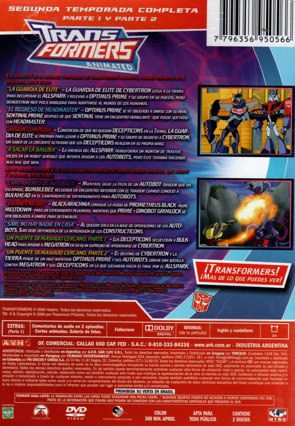 DVD TRANSFORMERS ANIMATED 2 TEMP