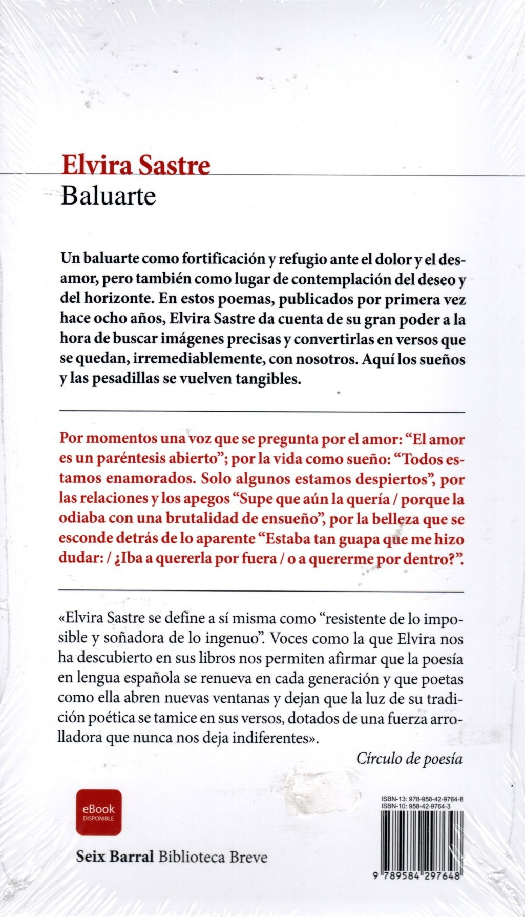 Libro Elvira Sastre - Baluarte
