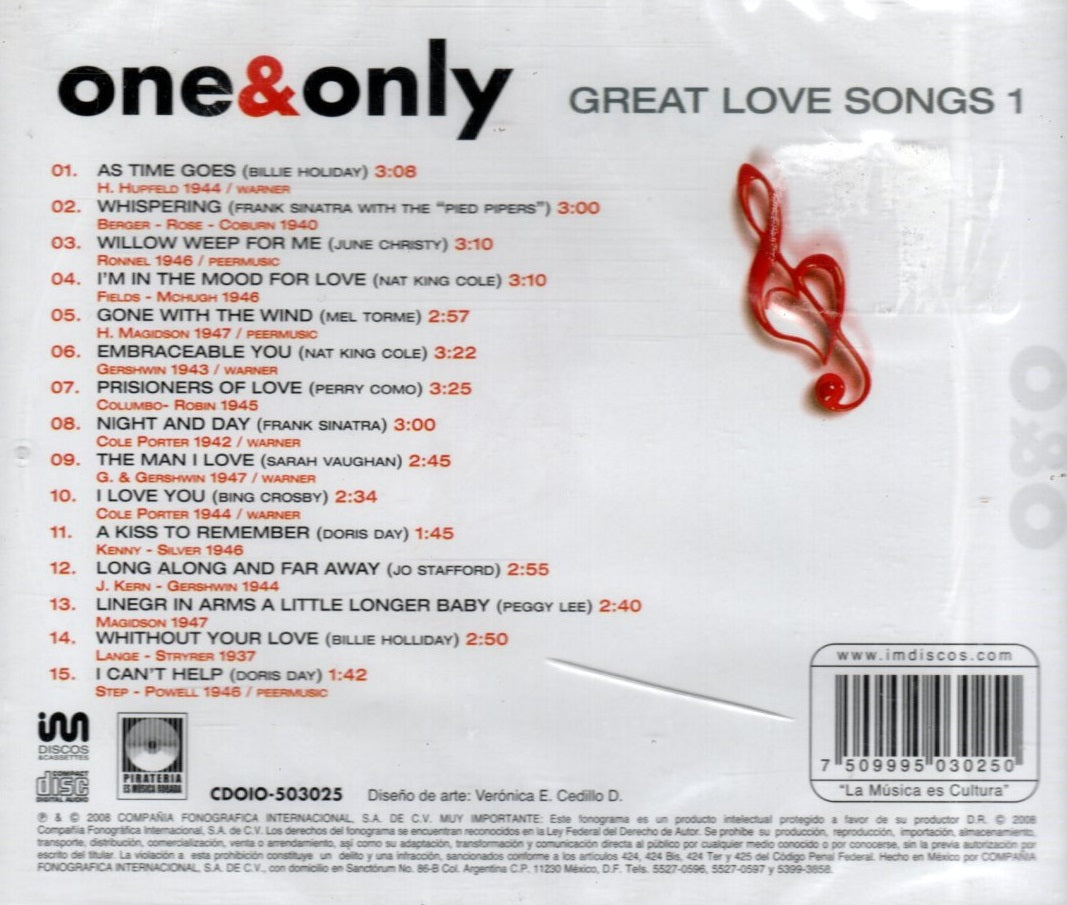 CD One & Only - Great Love Songs 1