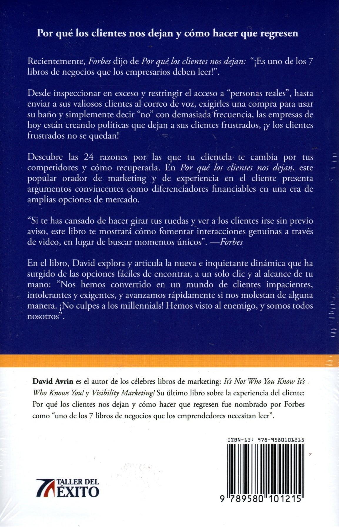 Libro David Avrin - Por Qué Los Clientes Nos Dejan