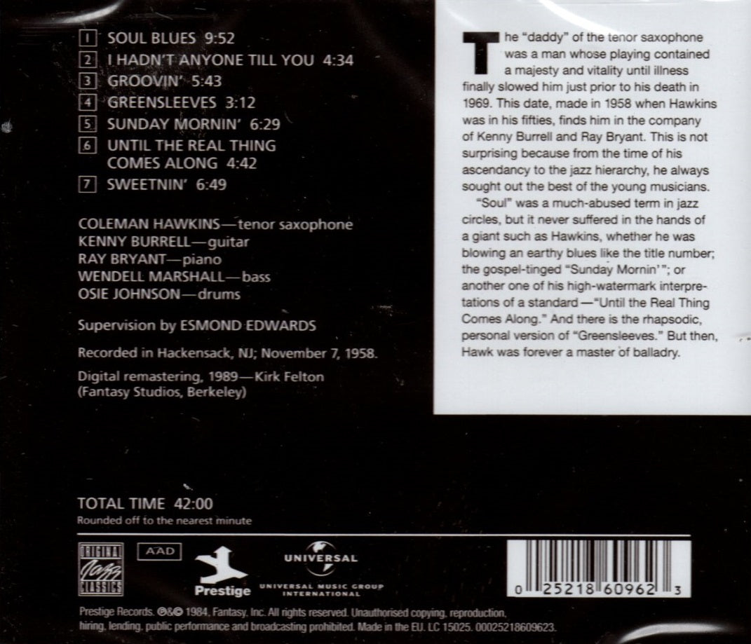 CD Coleman Hawkins - Soul