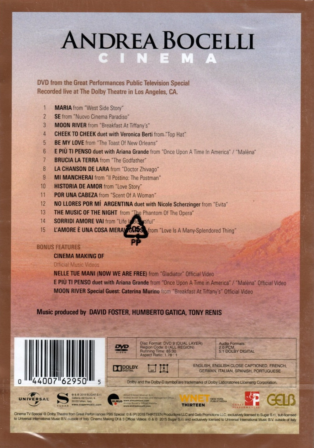 DVD Andrea Bocelli – Cinema