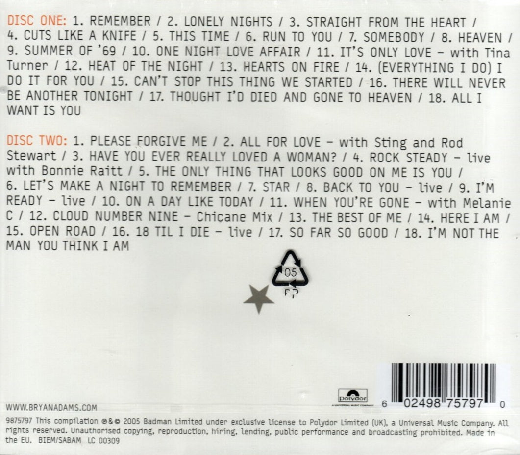 CD X2 Bryan Adams – Anthology