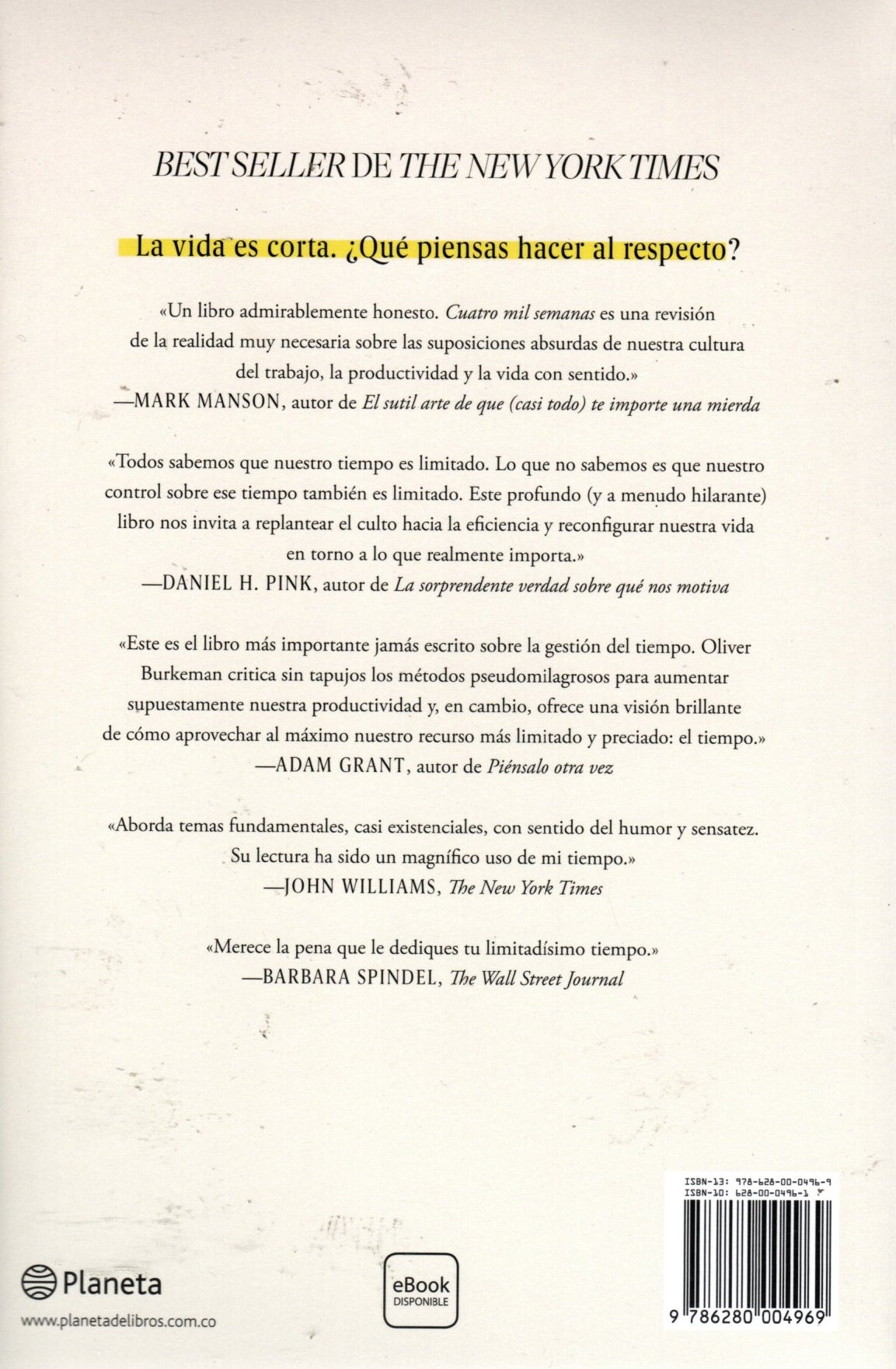 Libro Oliver Burkeman - Cuatro mil semanas: Gestión del tiempo para mortales