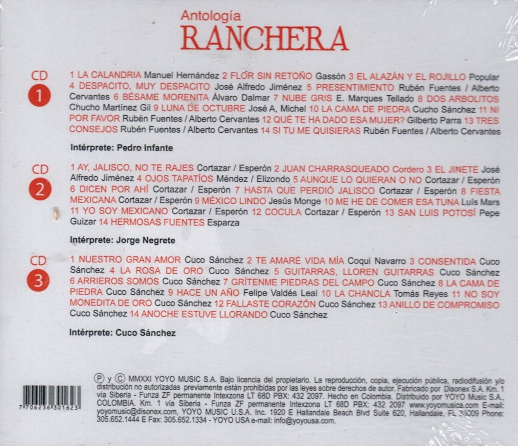 CDX3 Pedro Infante / Jorge Negrete / Cuco Sánchez - Antología Ranchera, Grandes Voces, Grandes Canciones