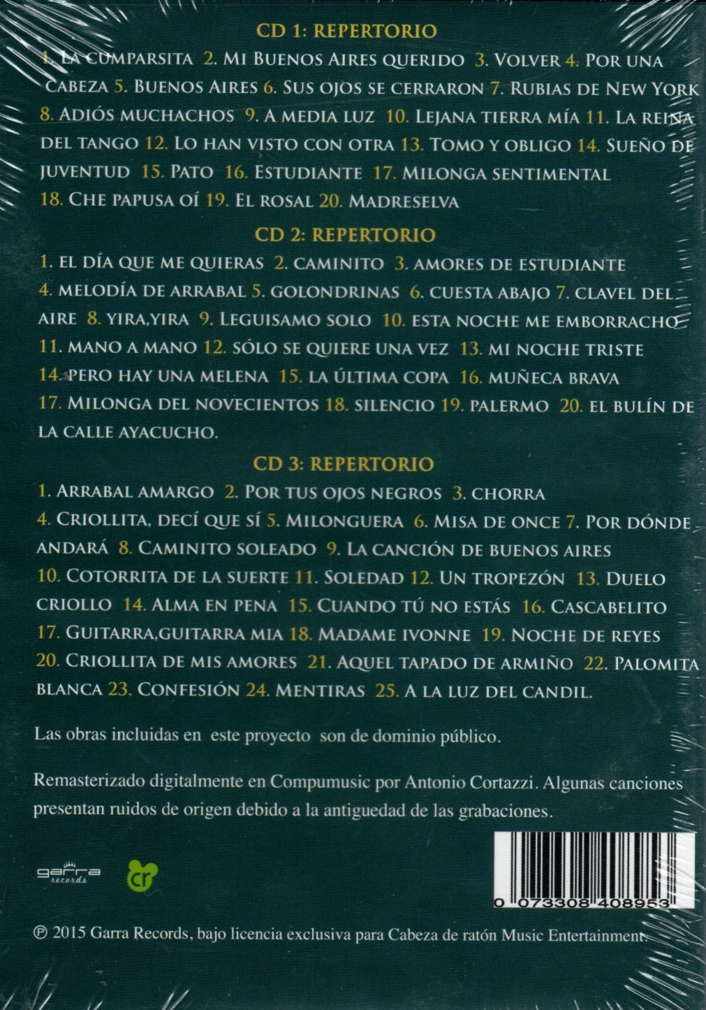 CDX3 Carlos Gardel- Grandes éxitos edición conmemorativa 80 años de su fallecimiento